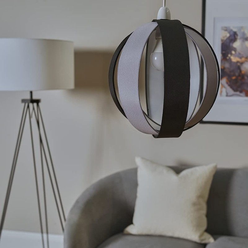 MiniSun - Modern Black and Grey Fabric Cocoon Globe Style