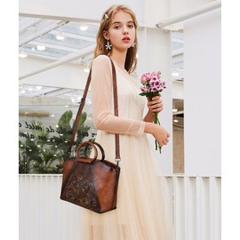 Women Satchel Handbags Crossbody Bag Top Handle Purse Medium Tote Bag Leather Shoulder Bag Brown