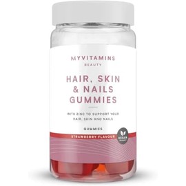 Myvitamins Hair, Skin and Nails Gummies – Biotin Hair Growth, Zinc & Vitamin C – Hair Vitamins for Women & Men – Hair Growth & Skin Support – Strawberry Gummies – 60 Vegan Chewable Supplements