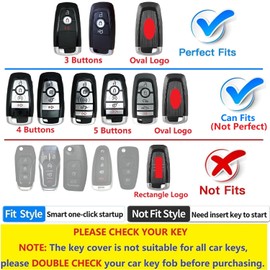 M.JVisun Soft TPU Case Key Fob Cover For Ford Bronco Ecosport Edge Escape Expedition Explorer F150 F250 F350 F450 F550 Fusion Maverick Mondeo Mustang Ranger Car Key - Glossy Red - Braided Keychain