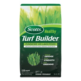 Scotts® Healthy Turf Builder® Fungicide and Lawn Food, 2-in-1 Fungicide and Fertilizer, Prevents Disease While Feeding Grass, Controls 27 Diseases - Powdery Mildew, Red Thread, Brown Patch, 27.4 lbs.