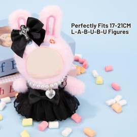 Esdallina Clothes for Doll 17cm Doll Little Demon Black Dress with Pearl Necklace and Cross Bow Tie Stylish Outfit for Dress Up-No Doll