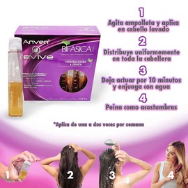 Tratamiento para Cabello Maltratado, Ampolletas Capilares Bifasica, Hidratación Profunda del Cabello Seco y Dañado con Keratina Reparadora, Suavidad y Sedosidad Instantánea, 10pzs de 20ml cu.