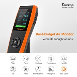 Temtop Air Quality Monitor PM2.5 PM10 Particle Counter, Formaldehyde, Temperature, Humidity, TVOC AQI Tester for Indoor/Outdoor Air Pollution Detection w/Data Export