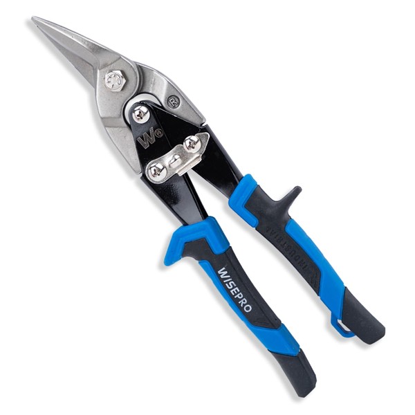 WISEPRO 10'' Tin Snips Right Cut, Heavy Duty Aviation Snips, Compound Metal Shears for Cutting Sheet Metal, Aluminum, and Vinyl Siding