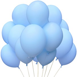Jonhamwelbor Light Blue Pastel Balloons (12Inch 100Pcs) Baby Blue Latex Macaron Blue Matte Balloons for Baby Shower Boy Birthday Party