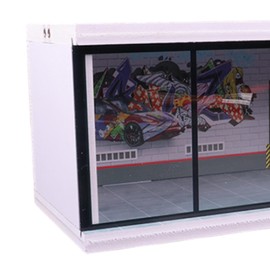 Perfeclan 1:64 Scale Model Car Show Case Storage Box Vehicle Scene Toy Collectible Display Showcase for Diecast Car Collection Diorama, graffiti wall