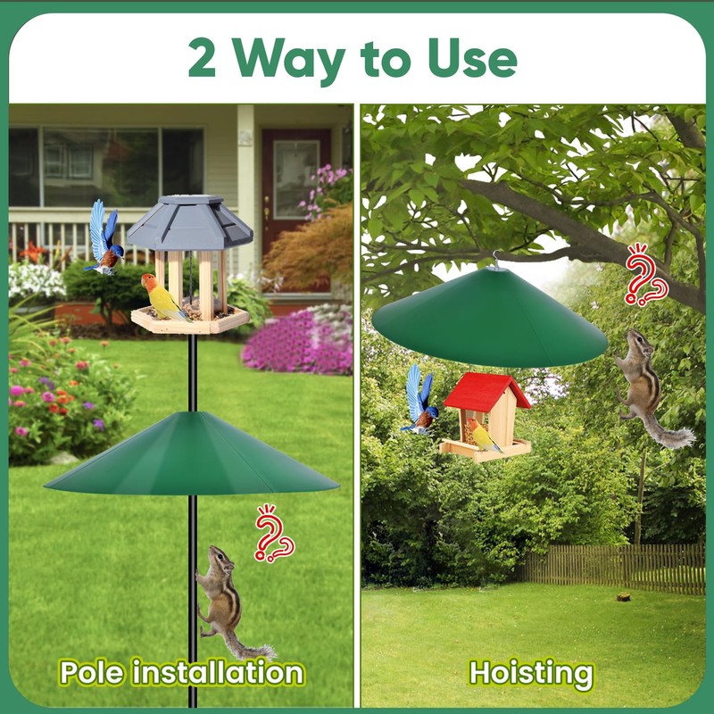 24-inch Large Outdoor Squirrel Baffles for Bird Feeders Pole, Two