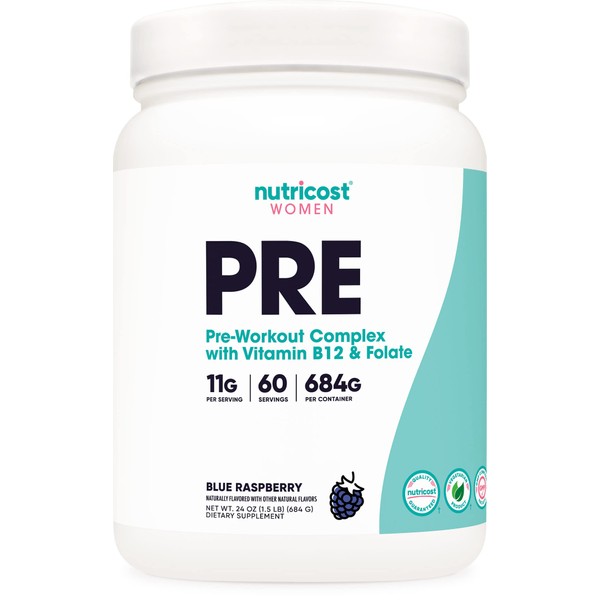 Nutricost Pre-Workout Powder for Women, Blue Raspberry, 60 Servings