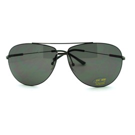 Super Lite Thin Frame Aviator Sunglasses Classic Rimless Look Gun Metal