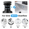 Bathroom Sink Drain with Overflow, Hurran Matte Black Bathroom Sink