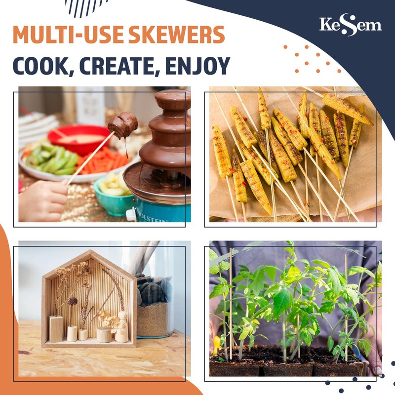 100pcs 18" long Bamboo Skewers Sticks for Grilling BBQ Kabob