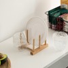 Basicwise Set of 2 Bamboo Wooden Dish Drainer Rack, Plate