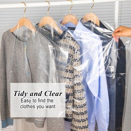 16 Pack Thick Dry Cleaner Bags, Clear Dry Cleaning Bags, Dust-Proof Plastic Garment Bags for Hanging Clothes, Home Storage, Travel, Moving (35.4 x 23.6 In)