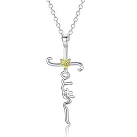 Nupdot Silver Cross Necklace for Women, Sterling Silver Chain August Birthstone Faith Cross Pendant Necklaces Christmas Christian Religious Birthday Gifts for Her, with Gifts Box