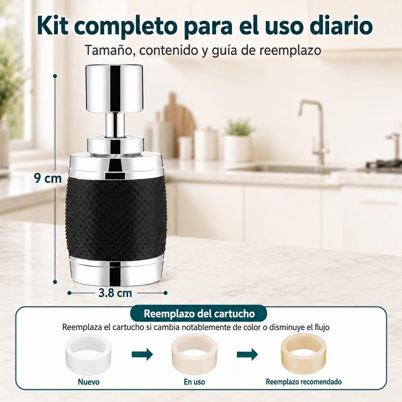 Filtro de Agua para Grifo de Cocina, 3 Modos, 360°