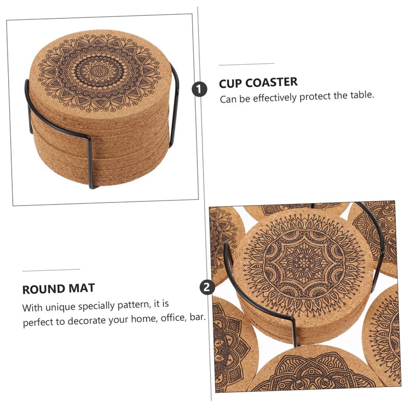 GRIRIW 1 Set Creative Nordic Round Wooden Coasters Decorative Heat