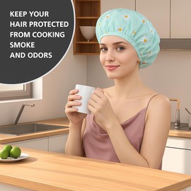 Satin Shower Cap, Pack of 2, Waterproof Elastic Shower Cap, Reusable Double Layer Sleep Cap for Curls, Women and Girls, Home, Hotel, Travel