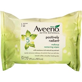AVEENO Active Naturals Positively Radiant Makeup Removing Wipes, 25 ea (Pack of 8)