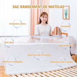Esoes Large Vacuum Storage Bags Waterproof Sealable Vacuum Seal Mattress Bag with Zip Reusable Space Saver Bags for Mattress,Clothes, Compress Mattress By 85%, No Vacuum Pump - 2 PCS