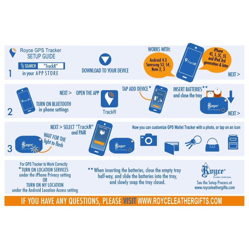 Royce 500-BLACK-WT Bluetooth Tracking Device, Black