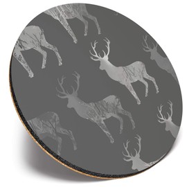 Round Single Coaster - BW - Majestic Stag Deer |Glossy Quality Coasters | Tabletop Protection for Any Table Type #35656
