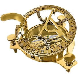 PARIJAT HANDICRAFT Sundial Compass - Esfera solar de latón macizo de 10.16 cm, brújula náutica (brújula de latón-02)