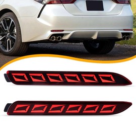 Nrgedzam 2PCS Rear Bumper Reflectors Brake Tail Lights Sequential Turn Signal Lamps Compatible For Toyota Camry Sienna Avalon Venza Sienna Lexus GX470 RX300 (Red Lens)