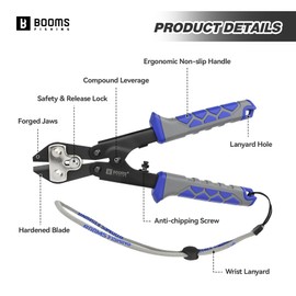 Booms Fishing Hook & Wire Cutter: Upgraded Handle, Cuts Thick Hooks & Bolts - XW43 8.8" Heavy-Duty Fishing Tool