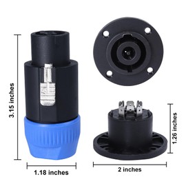 SUNNAREPOON 2 Sets 8 Pole Speakon Connector Kit, 8 Pin Speak-on Connectors and 8 Core Female Panel Mount Socket, Compatible NL8FC, NL8FX, NL8MPR for High Power Devices Interconnect - Blue
