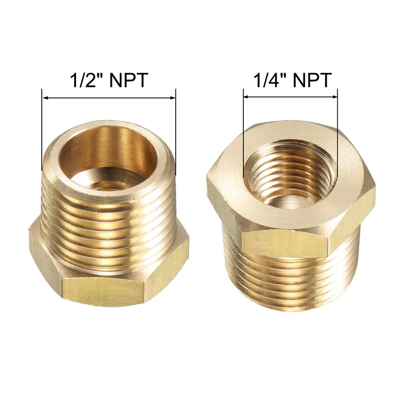 sourcing map Brass Pipe Fitting Reducer Adapter 1/2" NPT Male