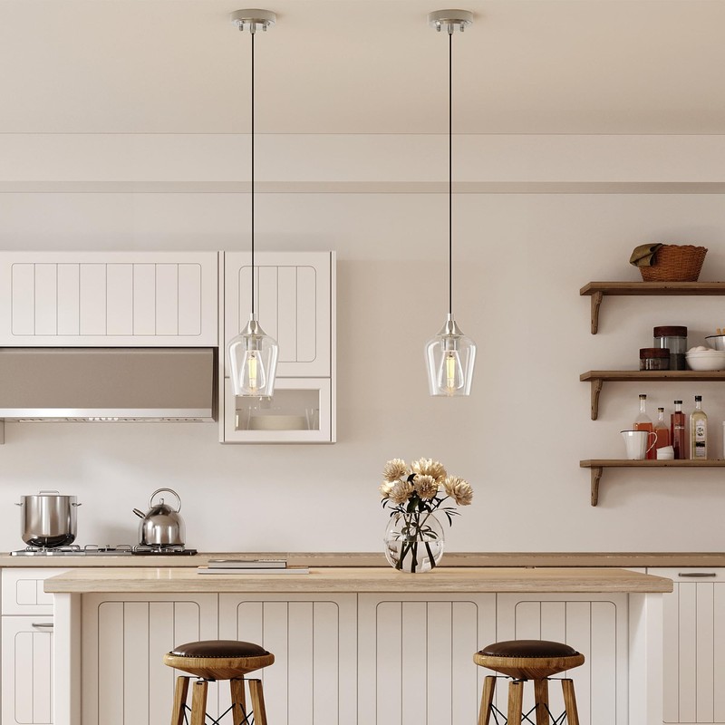 VONLUCE Pendant Lights Kitchen Island, Brushed Nickel Pendant Light Fixtures