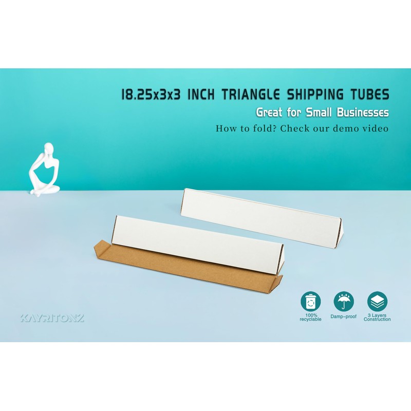 kayritonz Triangle Mailing Tube, 18.25x3x3 inch Cardboard Box, 25-Pack