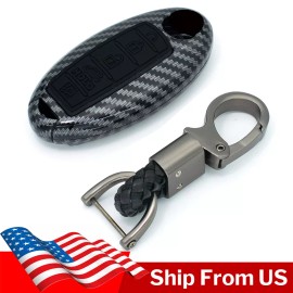 Unbranded Carbon Fiber Remote Key Fob Cover Case Holder For Nissan Altima Maxima Keychain