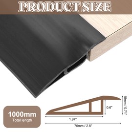 uxcell 3.28Ft x 2.8" x 0.71" Floor Transition Strip, Self Adhesive Carpet Edge Strip, Vinyl Gap Cover, Laminate Edge Trim for Uneven Surfaces from 1/2" to 9/16", Black