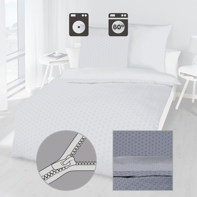 Kaeppel Reversible Bed Linen Mako Satin Light Grey Size 135