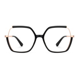 Zeelool Square Glasses Frames for Women Oversized Black Fake Eyeglasses With Clear Lens Fashion Lightweight Full Eyewear Glasses Alexia JGX883711-01