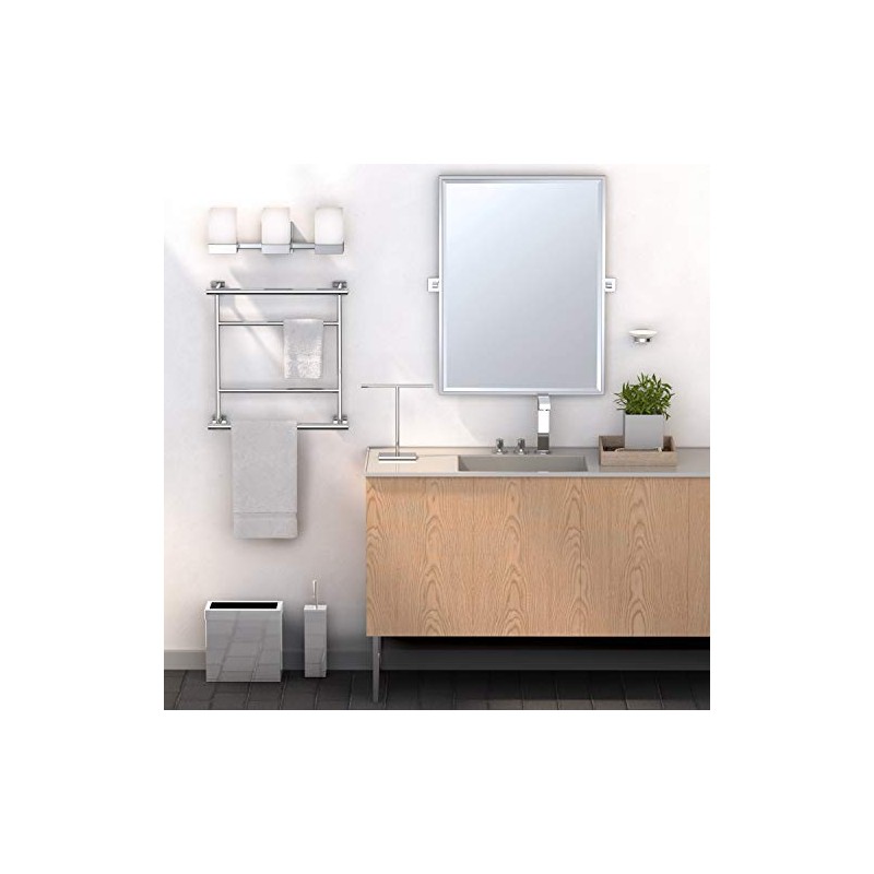 Gatco Modern Rectangle Wastebasket, Chrome - Stainless Steel Trash Can