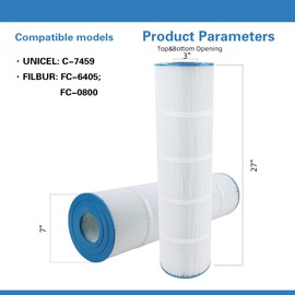 AmiBron C-7459 Compatible with Jandy CL340, CV340 Filter Cartridge, Replaces Filbur FC-6405 FC-0800, PJAN85, Ultral-A8, A0557900, R0554500, Aladdin 18504, APCC7352, 4X85 sq.ft Pool Filter 4 Pack