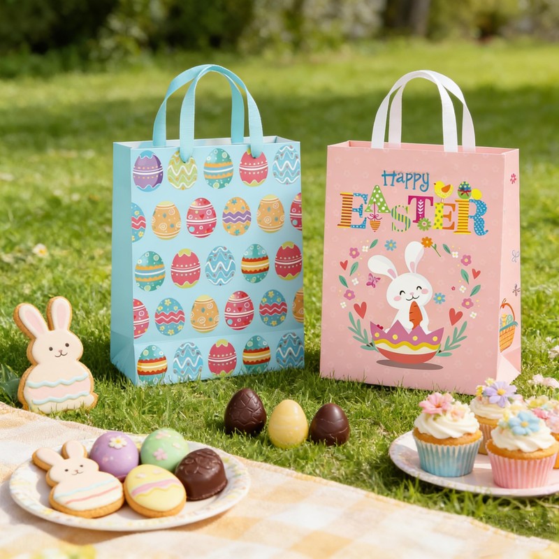 STPIYFZU 2 Pack 13" Large Easter Gift Bags with Handles,