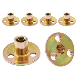 Hordion 12Pcs 3/8"-16 Carbon Steel T Nuts, Round Base Plate Nut, Furniture Hardware Flange Insert Female Thread