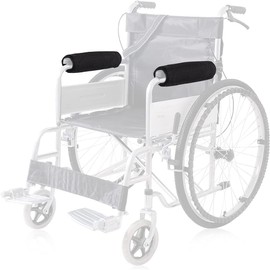 QIAMNI 1 Pair Non-Slip Armrest Covers Memory Foam Soft Cushions for Office Transport Chair Wheelchair Accessories for Seniors and Adults Kids (Black)