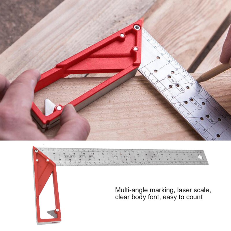 Stainless Steel Square Woodworking Ruler 45 ° / 90 °