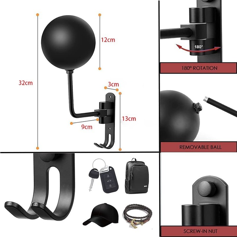 Helmet Holder, Wall Mounted Motorcycle Helmet Holder, Hat Mount Aluminium