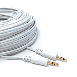 DRUT 20m 3.5mm to 3.5mm Stereo Audio AUX Cable Gold Connectors, Small 3 pin Jack to Jack Speaker Lead 65ft White