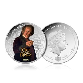The Lord of The Rings Bilbo Baggins Colour Silver Plated Half Dollar Coin Samoa 2022