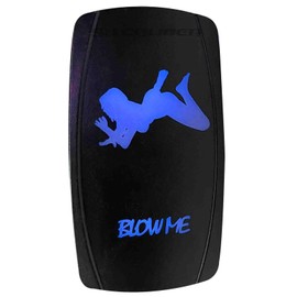 50 Caliber Racing Rocker Switch Blow Me ON/Off LED Backlit -Head Lights- UTV, Auto, Boat 20A 12V (Blue 5359A20)