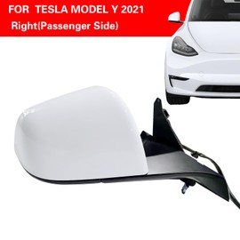 Marretoo for Tesla Model Y Passenger Side Mirror Assembly 2020 2021 2022 2023 2024 WHITE|Anti-Glare Glass with Mirror Memory Power Heated Power Folding 149558800G 13pins RH