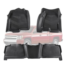 orealtrend Replacement for GMC Sierra & Silverado 1500 | Crew Cab 1999-2006 Floor Mats Liners Front Rear All Weather Custom Fit Black Car Rug Carpet Accessories