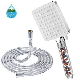 YEAUPE PRO Shower Head Water-Saving with Hose, Rain Shower Head with Hose 1.6 m, Filter Shower Head Pressure Increasing with 6 Jet Types, Hand Shower Head for Bathing